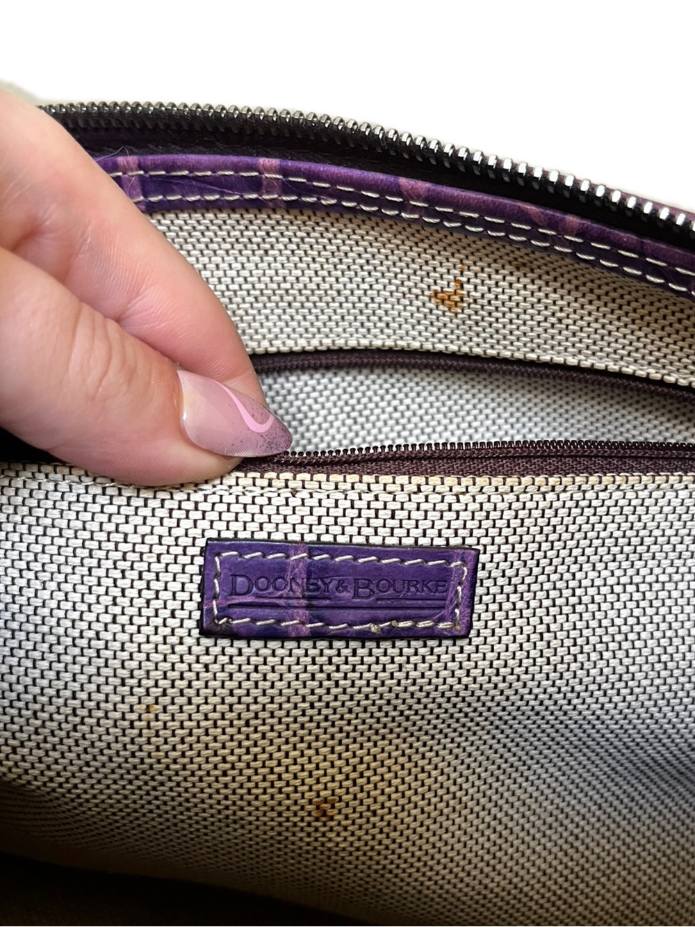 Dooney & Bourke Vintage Purple Nile Collection Crocodile Embossed Satchel - Picture 11 of 13